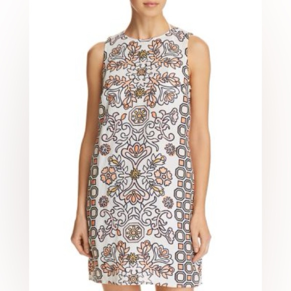 Tory Burch Hicks Garden Linen Sleeveless Mini Shift Dress Floral Swim Cover-Up